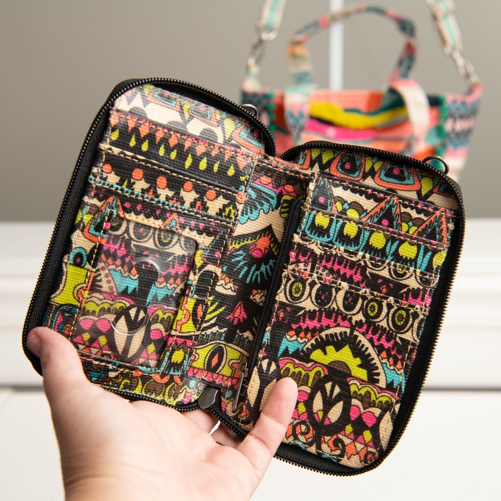 Colorful Beaded Woven Crossbody Bag & Sakroots Wallet Neon Tribal Eclectic Boho - Picture 7 of 9